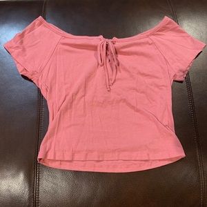 Pink Cropped Off the Shoulders shirt
